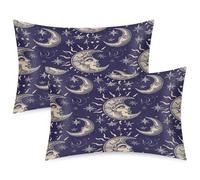 Mexpekil Moon Sun Stars - Juego de 2 fundas de almohada de satén para cabello y piel, cierre de sobre, fundas de almohada suaves y sedosas para cama (51 x 76 cm)