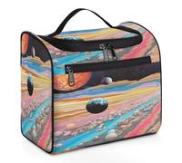 Mexpekil Neceser colgante de viaje con 11 compartimentos, colorido universo abstracción resistente al agua, bolsa de cosméticos de maquillaje, organizador de viaje para accesorios, champú, contenedor