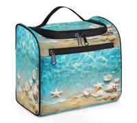 Mexpekil Neceser colgante de viaje con 11 compartimentos, concha de estrella de mar, ondas, playa, verano, resistente al agua, organizador de viaje para accesorios, champú, contenedor de tamaño