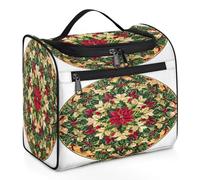 Mexpekil Neceser colgante de viaje con 11 compartimentos, corona de bayas de acebo, resistente al agua, organizador de viaje para accesorios, champú, contenedor de tamaño completo, Corona de bayas de