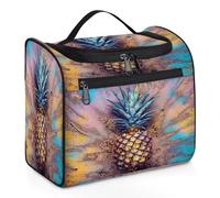 Mexpekil Neceser colgante de viaje con 11 compartimentos, diseño abstracto de piña dorada, resistente al agua, organizador de viaje para accesorios, champú, contenedor de tamaño completo, Resumen de