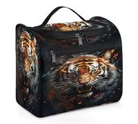 Mexpekil Neceser colgante de viaje con 11 compartimentos, diseño de tigre caminando desde lejos, diseño realista de animales, resistente al agua, organizador de viaje para accesorios, champú, tamaño