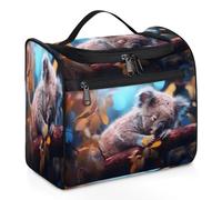 Mexpekil Neceser colgante de viaje con 11 compartimentos, Koala durmiendo en el árbol, bolsa de cosméticos realista resistente al agua, organizador de viaje para accesorios, champú, contenedor de