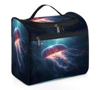 Mexpekil Neceser colgante de viaje con 11 compartimentos, medusas en el mar profundo, bolsa de cosméticos de maquillaje, organizador de viaje para accesorios, champú, contenedor de tamaño completo,