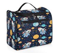 Mexpekil Neceser colgante de viaje con 11 compartimentos, panda astronauta planeta estrella, bolsa de cosméticos resistente al agua, organizador de viaje para accesorios, champú, contenedor de tamaño