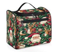 Mexpekil Neceser colgante de viaje con 11 compartimentos, Santa's Holiday Spirit resistente al agua, organizador de viaje para accesorios, champú, contenedor de tamaño completo, Santa's Holiday Spirit