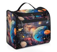 Mexpekil Neceser colgante de viaje con 11 compartimentos, universo, planeta y Marte, resistente al agua, organizador de viaje para accesorios, champú, contenedor de tamaño completo, Tierra Universo