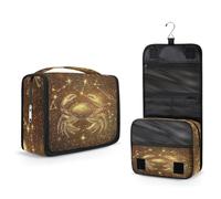 Mexpekil Neceser colgante de viaje para mujer, cangrejo dorado, galaxia, bolsa de lavado grande, portátil, organizador de cosméticos para niñas y niños