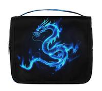 Mexpekil Neceser colgante de viaje para mujer, diseño de dragón azul brillante, bolsa de lavado grande, organizador de cosméticos portátil para niñas y niños