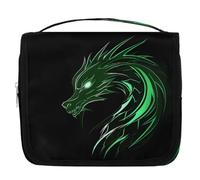Mexpekil Neceser colgante de viaje para mujer, diseño de dragón, verde, fuego, grande, portátil, organizador de maquillaje, para niñas y niños