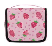 Mexpekil Neceser colgante de viaje para mujer, diseño de lunares rosados, bolsa de lavado grande portátil para maquillaje y cosméticos para niñas y niños