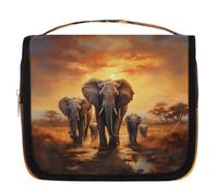 Mexpekil Neceser colgante de viaje para mujer, diseño de migración de elefantes, bolsa de lavado grande, portátil, organizador de cosméticos para niñas y niños