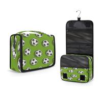 Mexpekil Neceser colgante para mujeres, hombres, niños, deportes, balón de fútbol, bolsa de maquillaje de viaje, impermeable, grande, portátil, organizador de cosméticos con gancho y 4 compartimentos