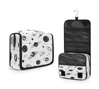 Mexpekil Neceser colgante para mujeres, hombres y niños, diseño de planeta, bolsa de maquillaje de viaje, impermeable, grande, portátil, organizador de cosméticos con gancho y 4 compartimentos