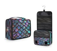 Mexpekil Neceser colgante para mujeres, hombres y niños, escamas de dragón iridiscentes, bolsa de maquillaje de viaje, impermeable, grande, portátil, organizador de cosméticos con gancho y 4