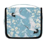 Mexpekil Neceser con diseño de grullas japonesas, para mujeres, hombres y mujeres, impermeable, para colgar, con gancho, organizador de cosméticos