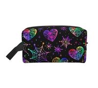 Mexpekil Neceser de viaje para mujeres y hombres, bolsa de lavado impermeable de gran capacidad, bolsa de maquillaje y cosméticos, bolsa organizadora portátil, Telaraña de corazón de neón, One Size