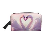 Mexpekil Neceser de viaje para mujeres y hombres, bolsa de lavado impermeable de gran capacidad, bolsa de maquillaje y cosméticos, bolsa organizadora portátil, Pink Swans Love, One Size