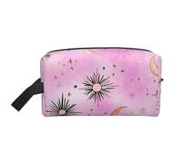 Mexpekil Neceser de viaje para mujeres y hombres, bolsa de lavado impermeable de gran capacidad, bolsa de maquillaje y cosméticos, bolsa organizadora portátil, Moons Stars Pink Art, One Size