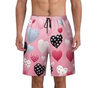Mexpekil Pantalones cortos de natación para hombre, de secado rápido, pantalones cortos casuales de verano, pantalones cortos de playa con bolsillos de forro de malla S-3XL, Amor San Valentín, L