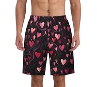 Mexpekil Pantalones cortos de natación para hombre, de secado rápido, pantalones cortos casuales de verano, pantalones cortos de playa con bolsillos de forro de malla S-3XL, Corazones Negros Amor, S