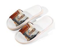 Mexpekil Pantuflas británicas del Big Ben para mujeres y hombres, con patrón de otoño del Reino Unido, zapatos de casa de verano de lino, multicolor, 39/40 EU