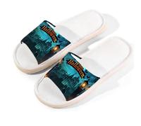 Mexpekil Pantuflas de calabaza de castillo de Halloween para mujeres y hombres, diseño de murciélagos y luna, puntera abierta, zapatos de casa de lino de verano, multicolor, 37/38 EU ancho