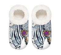 Mexpekil Pantuflas de casa con estampado de cebras africanas salvajes para mujeres y hombres, de espuma viscoelástica, calcetines, multicolor, 9/10.5 UK Wide