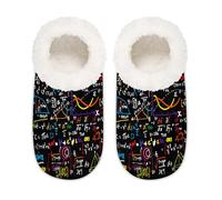 Mexpekil Pantuflas de casa de fórmula matemática para mujeres y hombres, zapatos de casa de espuma viscoelástica, cómodos calcetines antideslizantes, multicolor, 9/10.5 UK Wide