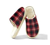Mexpekil Pantuflas de espuma viscoelástica para mujer, diseño a cuadros, color rojo y negro, multicolor, 42.5/43 EU