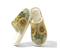 Mexpekil Pantuflas de espuma viscoelástica para mujer, diseño de girasoles a cuadros, multicolor, 40/40.5 EU