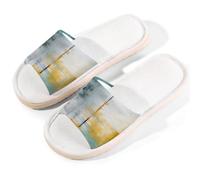 Mexpekil Pantuflas de lino para mujeres y hombres, antideslizantes, para casa, puntera abierta, para verano, para interiores y exteriores, Pintura de arte abstracto, 40/40.5 EU