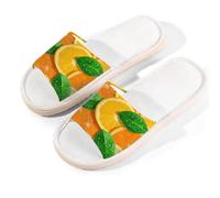 Mexpekil Pantuflas de lino para mujeres y hombres, antideslizantes, para casa, puntera abierta, para verano, para interiores y exteriores, Hoja verde limón, 42.5/43 EU