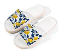 Mexpekil Pantuflas de lino para mujeres y hombres, antideslizantes, para casa, puntera abierta, para verano, para interiores y exteriores, Rama de hoja de limón, 40/40.5 EU