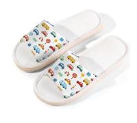 Mexpekil Pantuflas de lino para mujeres y hombres, antideslizantes, para casa, puntera abierta, para verano, para interiores y exteriores, Colorido Cars Trucks Street, 38.5/39.5 EU
