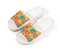 Mexpekil Pantuflas de lino para mujeres y hombres, antideslizantes, para casa, puntera abierta, para verano, para interiores y exteriores, Fruta de limón colorida, 42.5/43 EU