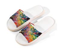 Mexpekil Pantuflas de matemáticas abstractas negras para mujeres y hombres, zapatos matemáticos de casa de punta abierta, pantuflas de lino de verano, multicolor, 8.5/9 UK Wide