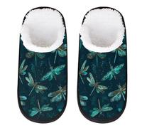 Mexpekil Pantuflas esponjosas para mujeres y hombres, Alas de remolino de libélulas, 4/7 UK Wide
