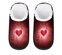 Mexpekil Pantuflas esponjosas para mujeres y hombres, Corazón rojo remolino, 4/7 UK Wide
