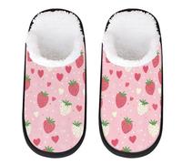 Mexpekil Pantuflas esponjosas para mujeres y hombres, Corazones de fresas rojas y blancas, 8/11 UK Wide