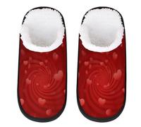 Mexpekil Pantuflas esponjosas para mujeres y hombres, Corazones rojos en remolino, 8/11 UK Wide