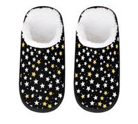 Mexpekil Pantuflas esponjosas para mujeres y hombres, Estrellas blancas y amarillas, 8/11 UK Wide