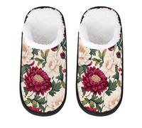 Mexpekil Pantuflas esponjosas para mujeres y hombres, Flores grandes rojas y blancas, 8/11 UK Wide
