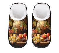 Mexpekil Pantuflas esponjosas para mujeres y hombres, Fruta de uva y manzana, 4/7 UK Wide