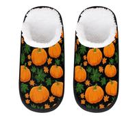 Mexpekil Pantuflas esponjosas para mujeres y hombres, Hojas de arce verde calabaza, 4/7 UK Wide
