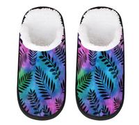 Mexpekil Pantuflas esponjosas para mujeres y hombres, Hojas tropicales, palma, neón, 8/11 UK Wide