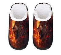 Mexpekil Pantuflas esponjosas para mujeres y hombres, León de Fuego, 4/7 UK Wide