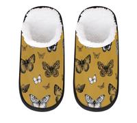Mexpekil Pantuflas esponjosas para mujeres y hombres, Mariposas amarillas y blancas, 8/11 UK Wide