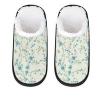 Mexpekil Pantuflas esponjosas para mujeres y hombres, Rama floral verde azulado, 8/11 UK Wide