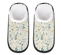 Mexpekil Pantuflas esponjosas para mujeres y hombres, Rama pequeña de flores silvestres, 4/7 UK Wide